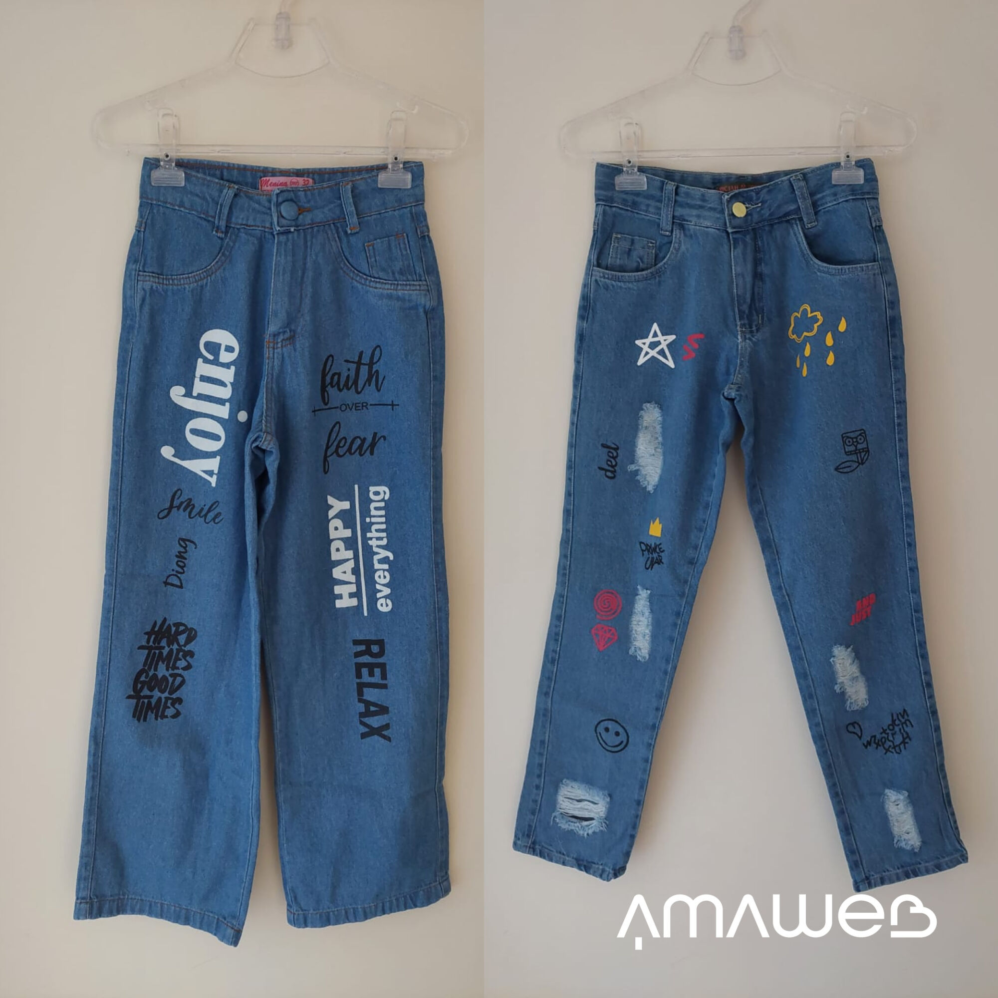 Calça Jeans Letras - AmaWeb
