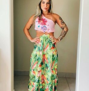 Vestido estampado longo